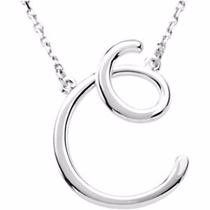 84635:107:P Sterling Silver "C" Script Initial 16" Necklace