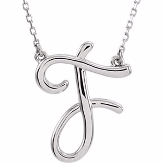 84635:110:P 14kt White "F" Script Initial 16" Necklace