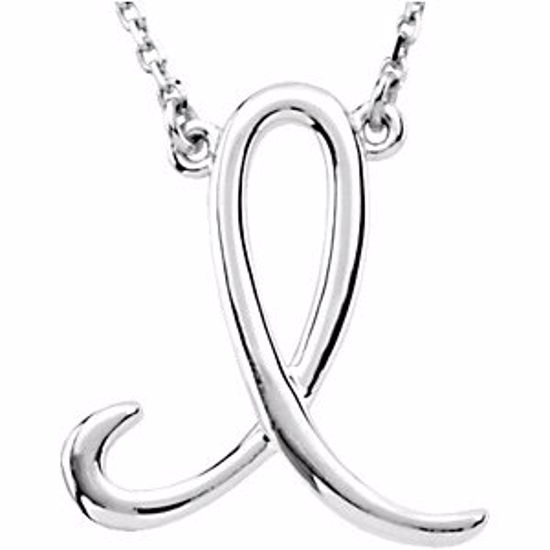 84635:276:P Sterling Silver "I" Script Initial 16" Necklace