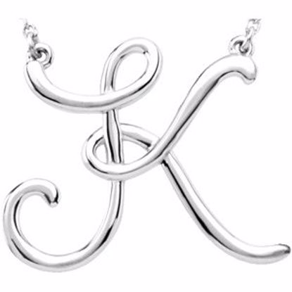 84635:242:P Sterling Silver "K" Script Initial 16" Necklace