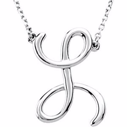 84635:237:P 14kt White "L" Script Initial 16" Necklace