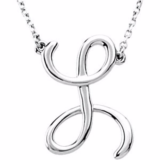 84635:238:P Sterling Silver "L" Script Initial 16" Necklace