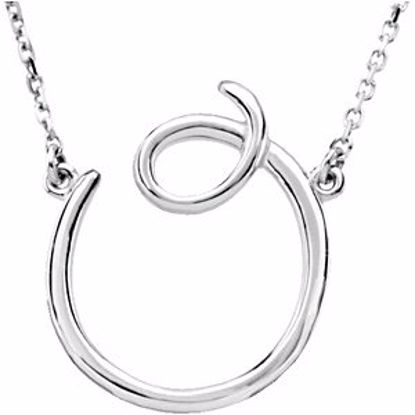 84635:217:P 14kt White "O" Script Initial 16" Necklace