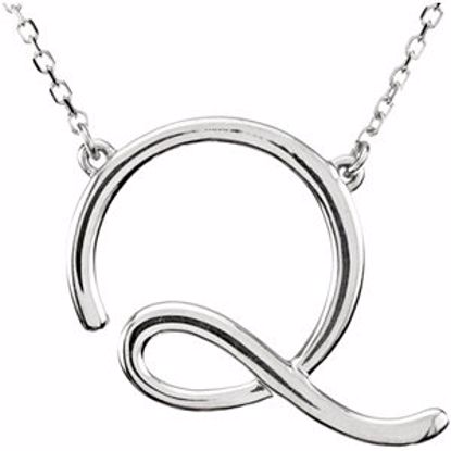 84635:226:P Sterling Silver "Q" Script Initial 16" Necklace