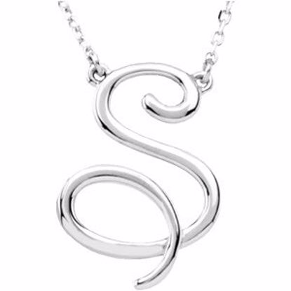 84635:229:P 14kt White "S" Script Initial 16" Necklace