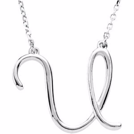 84635:249:P 14kt White "U" Script Initial 16" Necklace