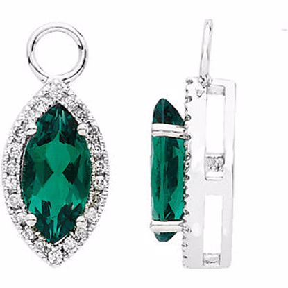 67260:60003:P 14KW Chatham® Created Emerald & 1/4 CTW Diamond Earring Dangles