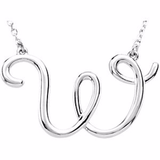 84635:245:P 14kt White "W" Script Initial 16" Necklace