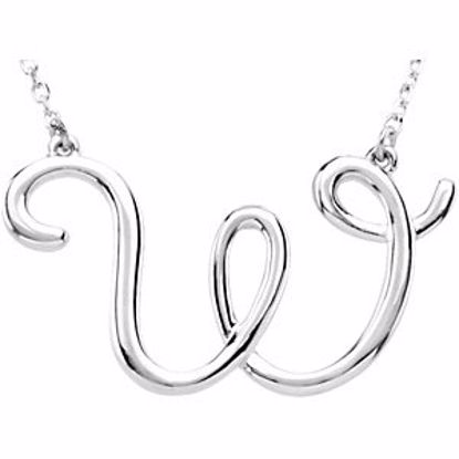 84635:256:P Sterling Silver "W" Script Initial 16" Necklace