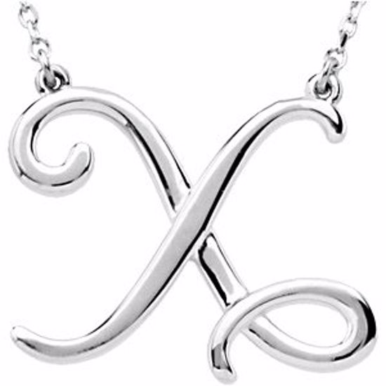 84635:263:P 14kt White "X" Script Initial 16" Necklace