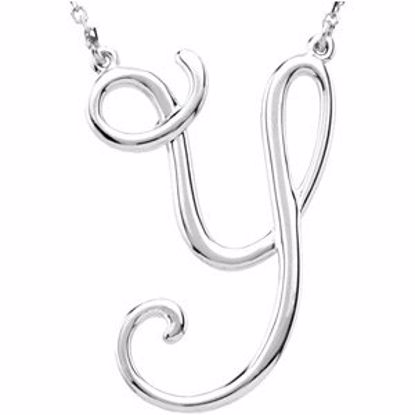 84635:267:P 14kt White "Y" Script Initial 16" Necklace