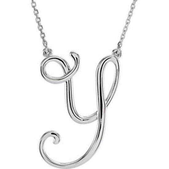 84635:268:P Sterling Silver "Y" Script Initial 16" Necklace