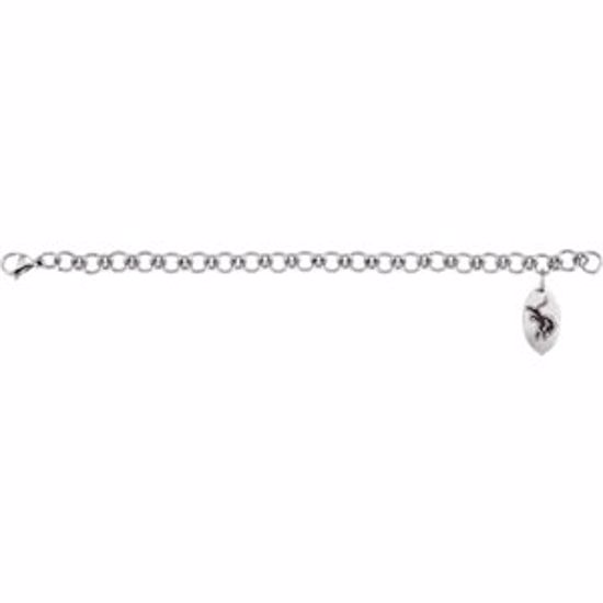 BRC582:750:P Stainless Steel Detroit Lions Logo Dangle 8" Bracelet