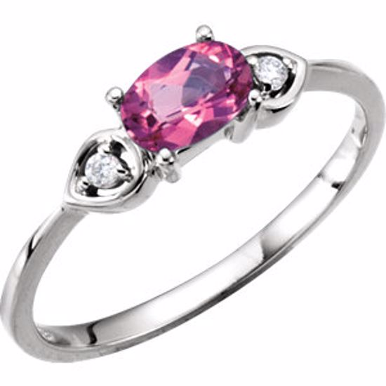 67566:100:P Pink Tourmaline & Diamond Accented 3-Stone Ring