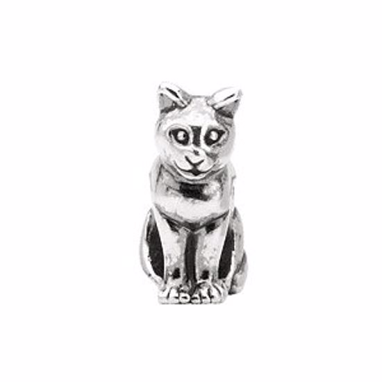 24745:101:P Sterling Silver 11x10mm Cat Slider Bead