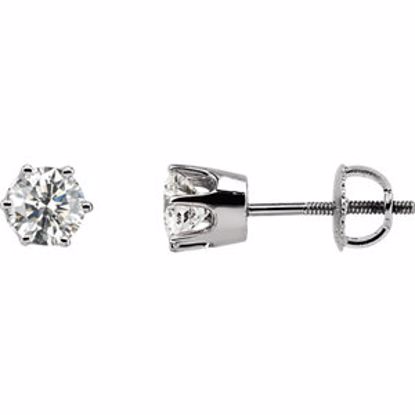 62865:20095:P 14kt White 5mm Cubic Zirconia Threaded Post Stud Earrings