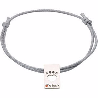 BRC621:101:P Heart U Back&trade; Paw Tag Slip Knot Bracelet