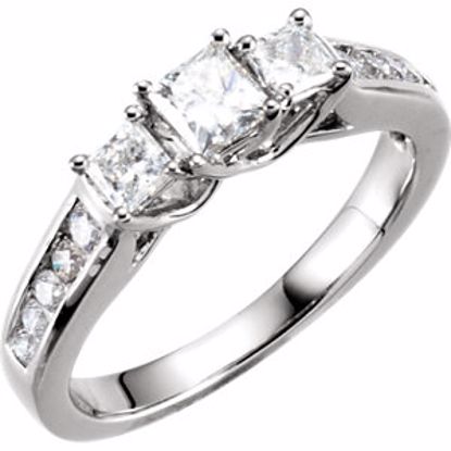 64723:60005:P Sterling Silver Cubic Zirconia 3-Stone Engagement Ring 
