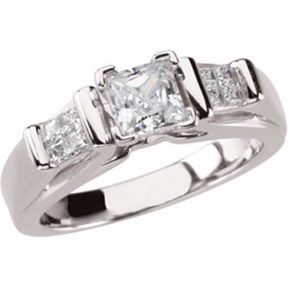 62199:60001:P Sterling Silver Cubic Zirconia & 1/5 CTW Diamond Engagement Ring 