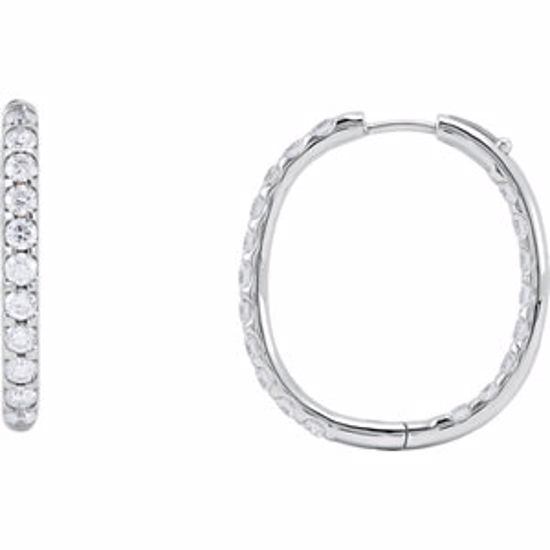 67392:60009:P 14kt White 3 CTW Diamond Inside/Outside Hoop Earrings