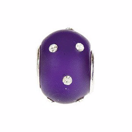 24841:100:P Sterling Silver 12x8mm Glass Purple Bead with Crystal Accents