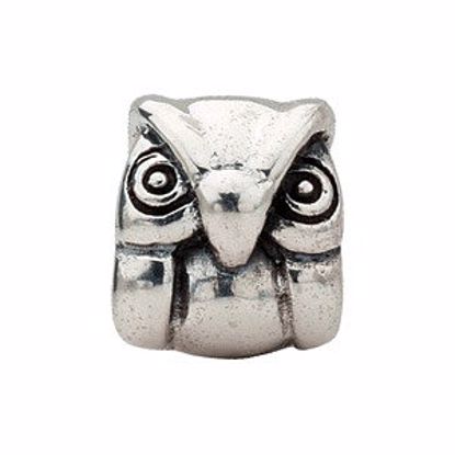 24848:100:P Sterling Silver 10mm Owl Bead