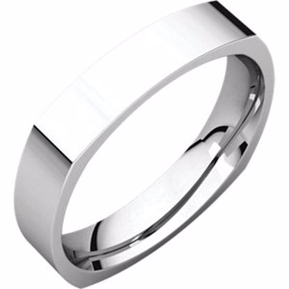 SQR8:276440:P 10kt White 4mm Square Comfort Fit Band