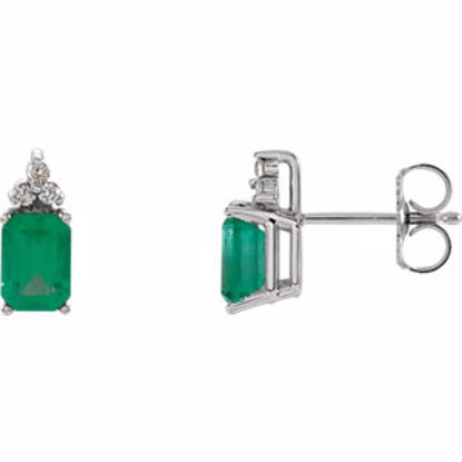 67694:101:P Genuine Emerald & Diamond Earrings