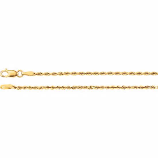 CH949:101:P 14kt Yellow 1.9mm Diamond Cut Rope 7" Chain
