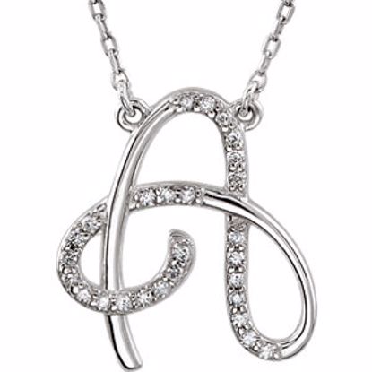 67680:100:P Sterling Silver Letter "A" 1/8 CTW Diamond Initial 16" Necklace
