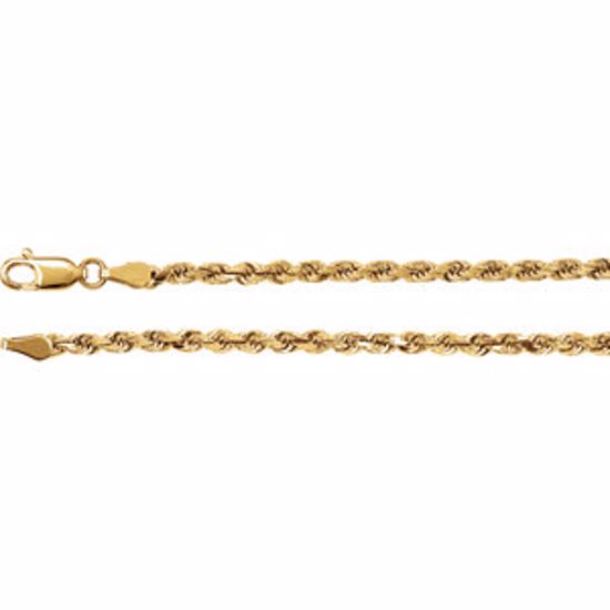 CH951:102:P 14kt Yellow 2.8mm Diamond Cut Rope 7" Chain
