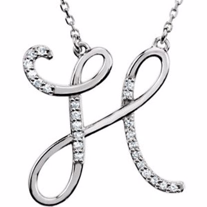 67680:107:P Sterling Silver Letter "H" 1/8 CTW Diamond Initial 16" Necklace
