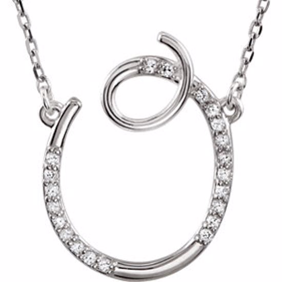 67680:114:P Sterling Silver Letter "O" 1/8 CTW Diamond Initial 16" Necklace
