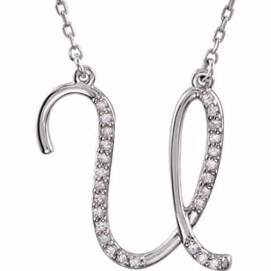 67680:120:P Sterling Silver Letter "U" 1/8 CTW Diamond Initial 16" Necklace
