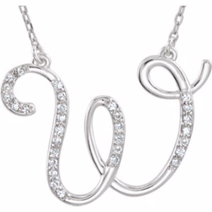 67680:122:P Sterling Silver Letter "W" 1/8 CTW Diamond Initial 16" Necklace
