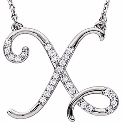 67680:123:P Sterling Silver Letter "X" 1/8 CTW Diamond Initial 16" Necklace
