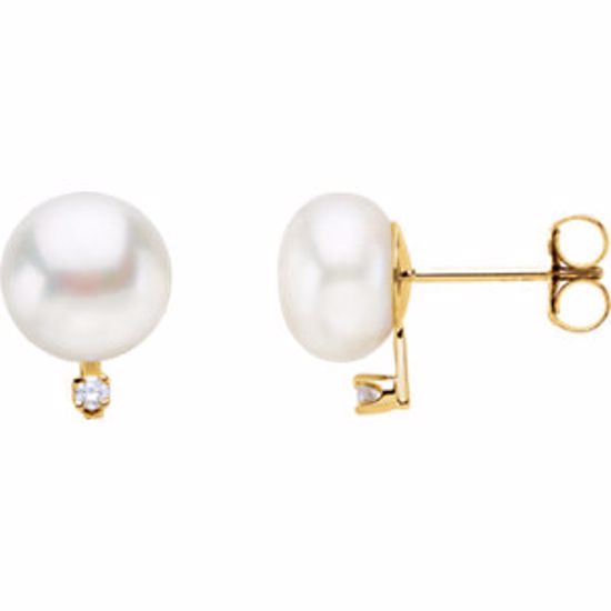 67716:36481:P 14K Yellow 6-6.9mm Freshwater Pearl & .02 ct tw Diamond Earrings