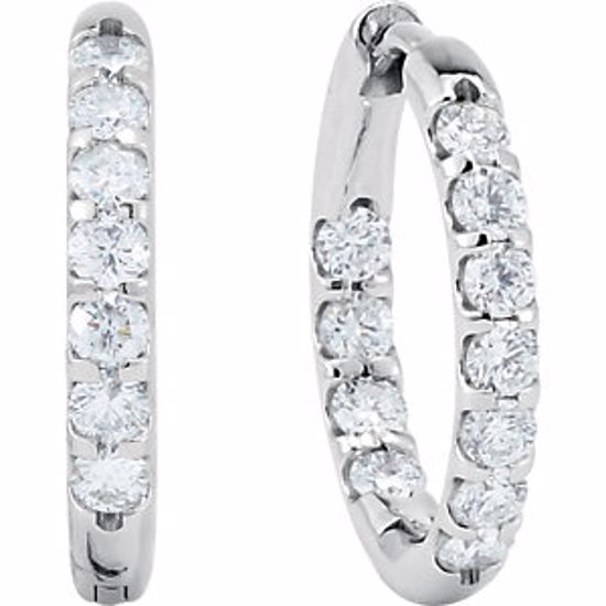 67392:60023:P 18kt White 1 CTW Diamond Inside/Outside Hoop Earrings