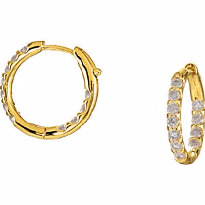 67392:60019:P 14kt Yellow 1 CTW Diamond Inside/Outside Hoop Earrings