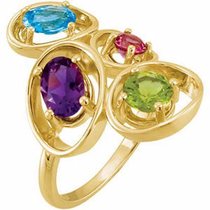 67732:71500:P Swiss Blue Topaz, Amethyst, Peridot & Rhodolite Garnet Ring