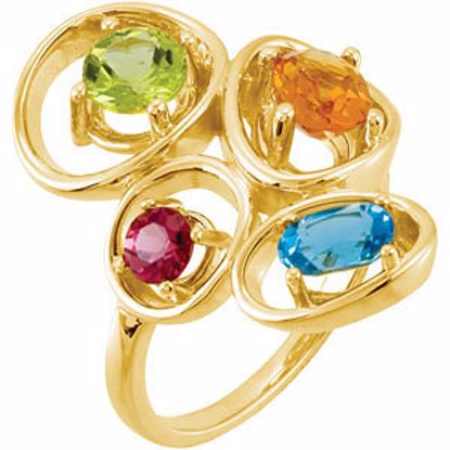 67733:71501:P Swiss Blue Topaz, Citrine, Peridot &  Rhodolite Garnet Ring