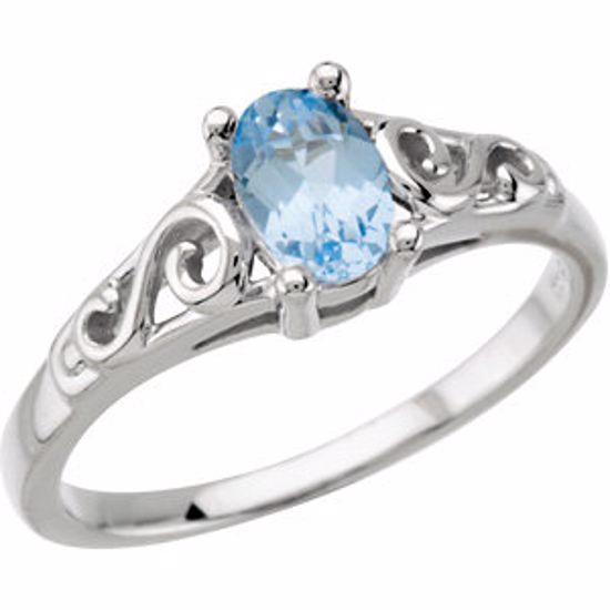 19335:600030:P 14kt White March Imitation Birthstone Ring 