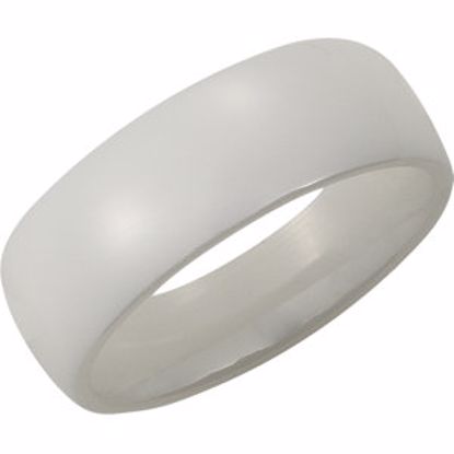 CR011:001:P White Ceramic 8mm Domed Band Size 6