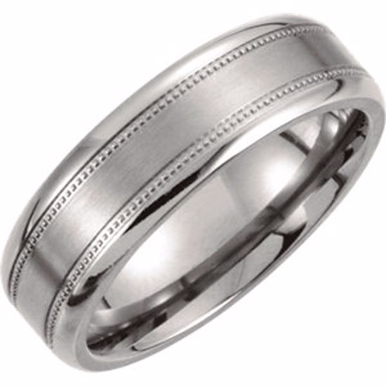 T897:101:P Titanium 7mm Satin Finish Center & Polished Milgrain Band Size Size 7