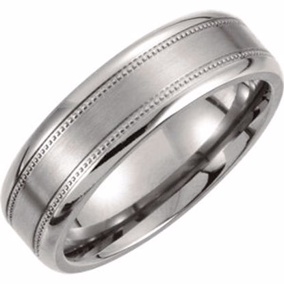 T897:103:P Titanium 7mm Satin Finish Center & Polished Milgrain Band Size Size 8