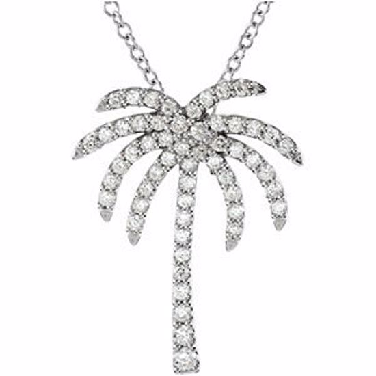 67747:84402:P Platinum 1/3 CTW Diamond Palm Tree 16" Necklace