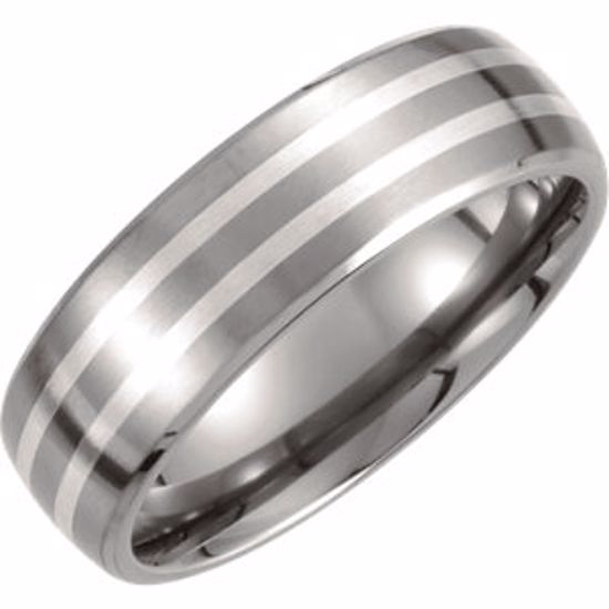 T898:101:P Titanium & Sterling Silver Inlay 7mm Satin Finish Band Size 7