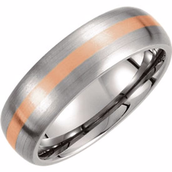 T899:010:P Titanium & 14kt Rose Inlay 7mm Satin Finish Band Size 10