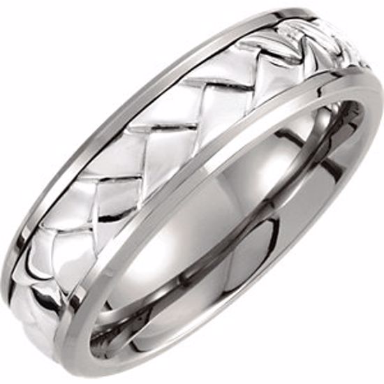 T910:103:P Titanium & Sterling Silver Inlay 7mm Woven Band Size 8