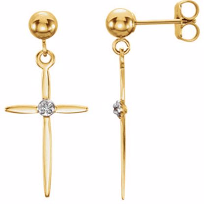 R16555:1635970:P 14kt Yellow .01 CTW Diamond Cross Earrings